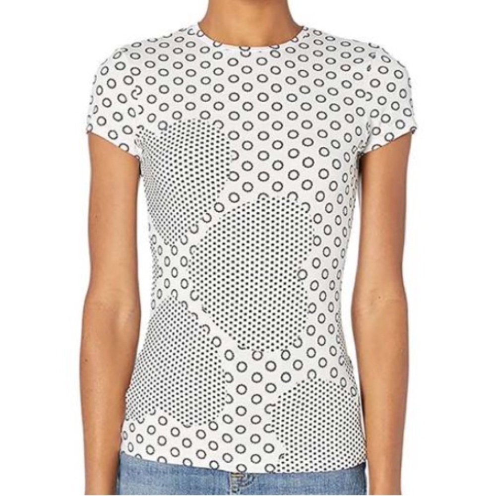 Ted Baker Heart Short Sleeve T-shirt 4/6 White Black Stretch Casual